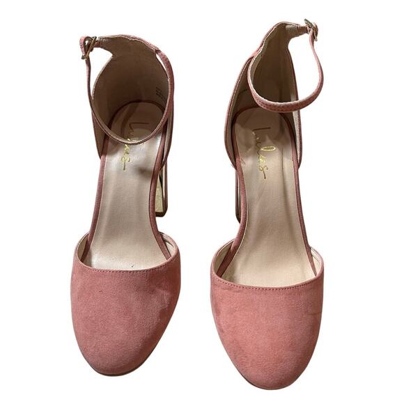 Lulus Chic Laura Mauve Suede Ankle Strap Block 4" inch Heel US 8.5 - Picture 2 of 12